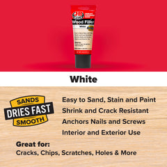 6 OZ SQUEEZE TUBE - WOOD FILLER - WHITE - SRP - EACH