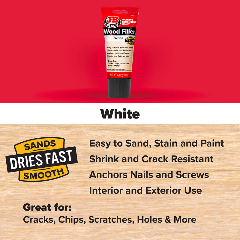 6 OZ SQUEEZE TUBE - WOOD FILLER - WHITE - SRP - EACH