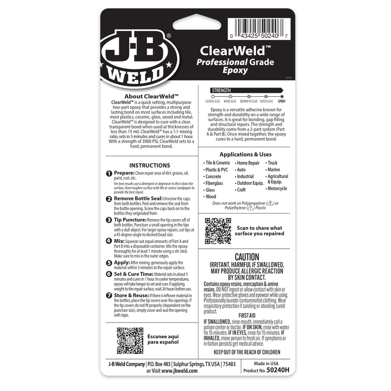 J-B Weld ClearWeld Pro, tamaño grande